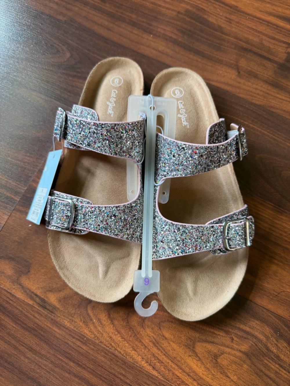 Cat & Jack Pink Multi-Glitter Double-Buckle Kids Sandals